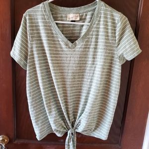 Tie front stripe tee